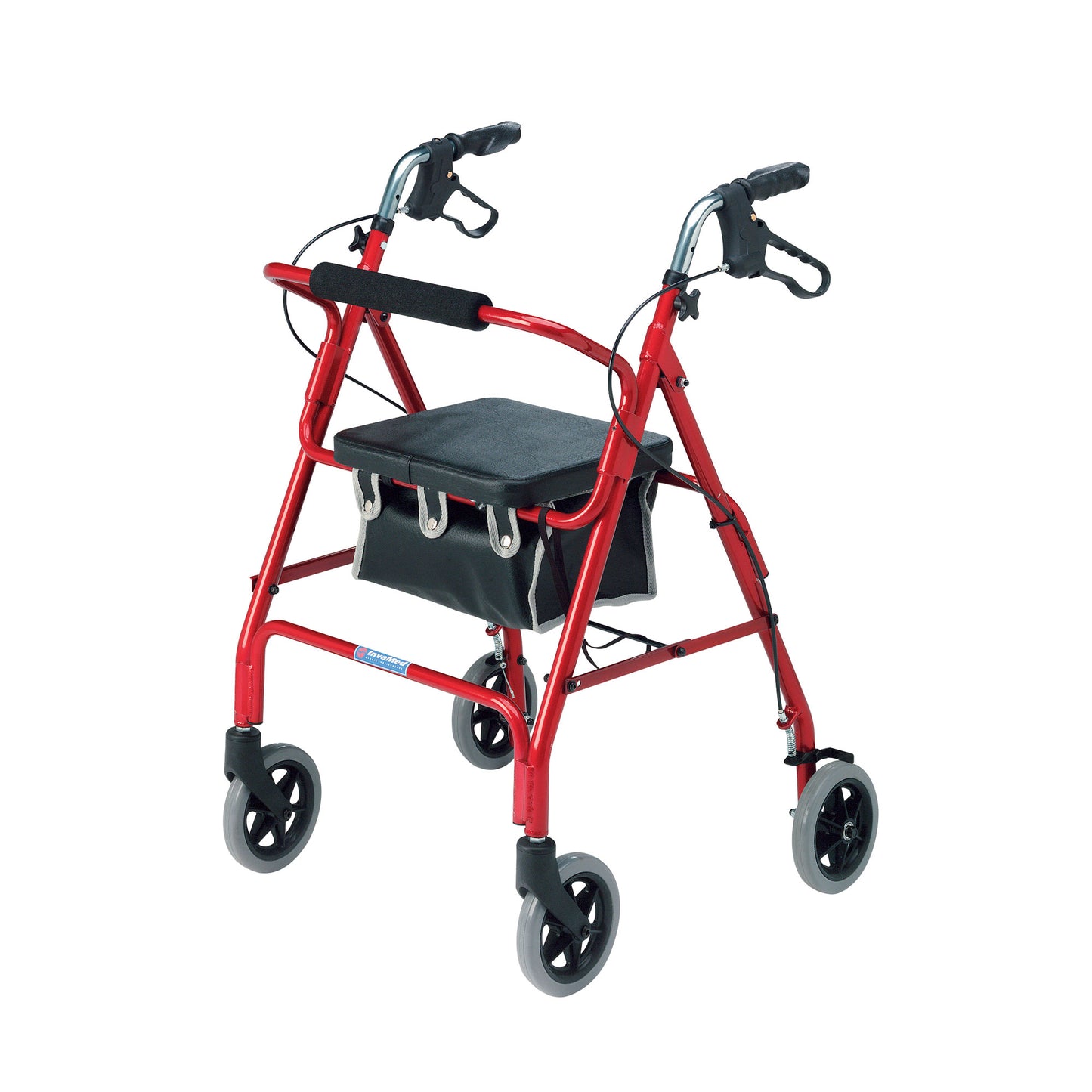 Roma Medical Rollator Walking Aid 4 Wheel folds Folding Lightweight Aluminium seat bag 2462