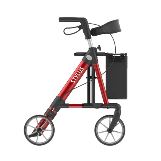 Déambulateur Rehasense Stylus BX à 4 roues en aluminium léger, or rouge RRTBX