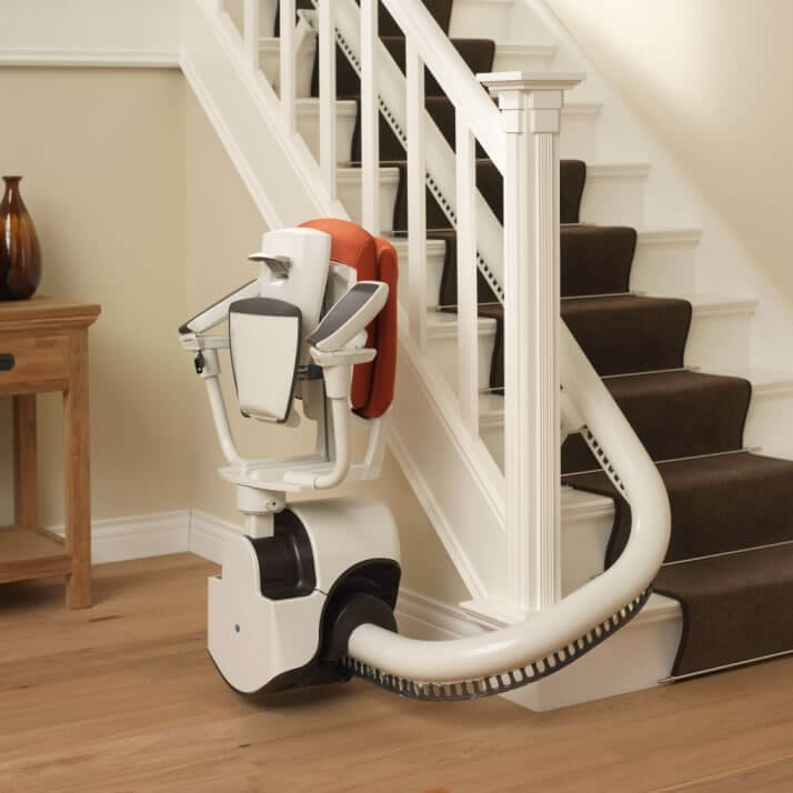 Access BDD Flow 2 A or Flow X Programmable Seat Curved Stairlift Spiral Narrow Staircase Stairs Reconditioned or New