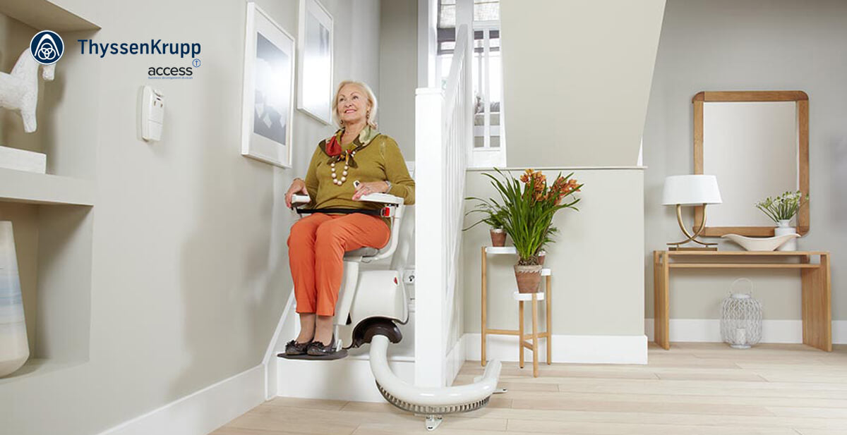 Access BDD Flow 2 A or Flow X Programmable Seat Curved Stairlift Spiral Narrow Staircase Stairs Reconditioned or New
