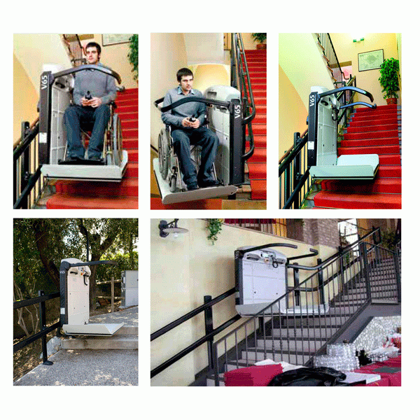 Vimec V6S Curved Wheelchair Platform Lift Outdoor and Indoor Reconditioned or New for stairs staircase